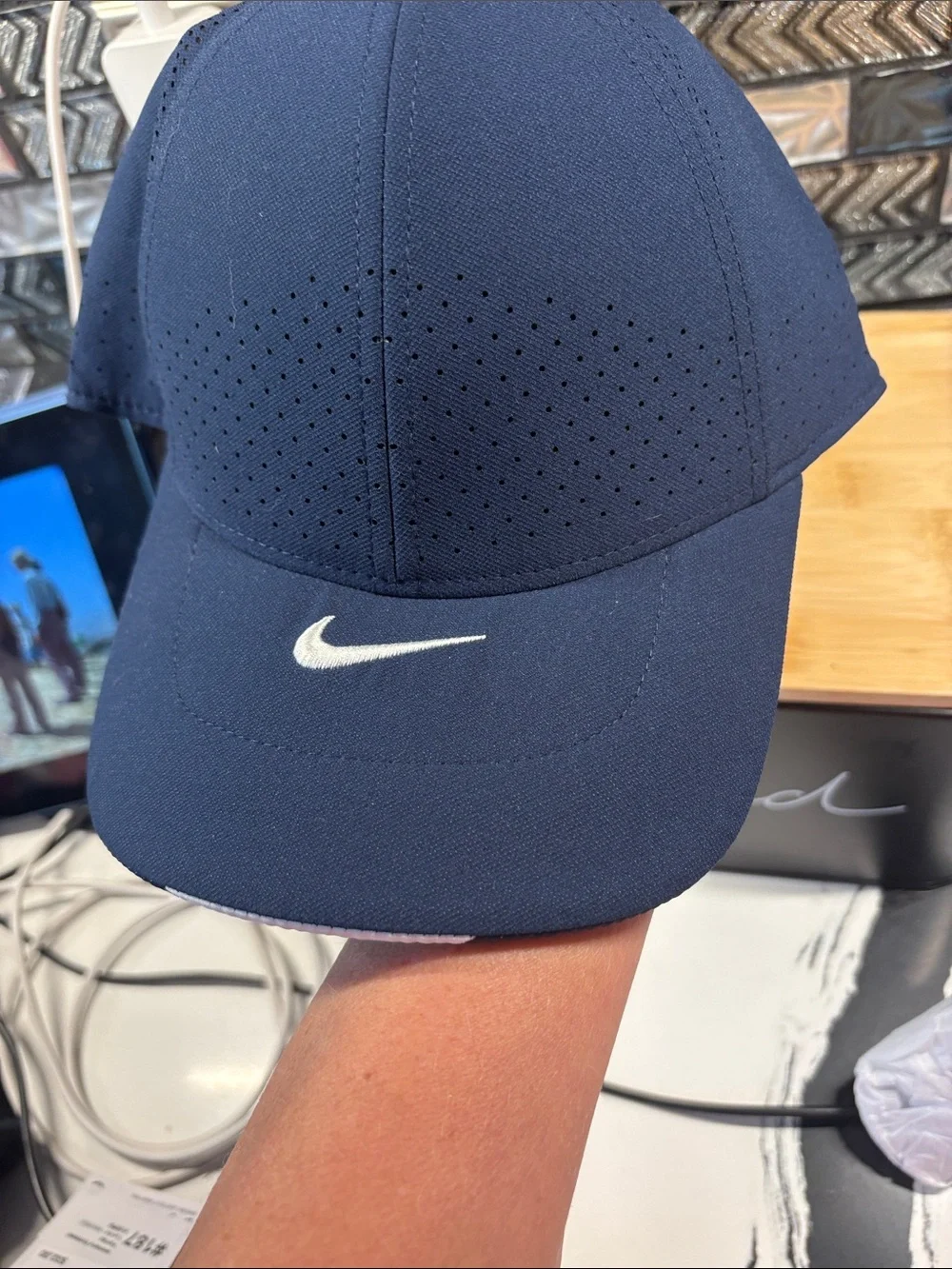 Nike Navy Blue Dri-FIT Performance Baseball Cap with White Swoosh